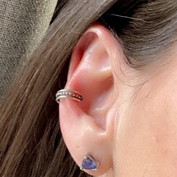 Sterling Silver Triple Band Ear Cuff – No Piercing Needed - Picture 6 of 14